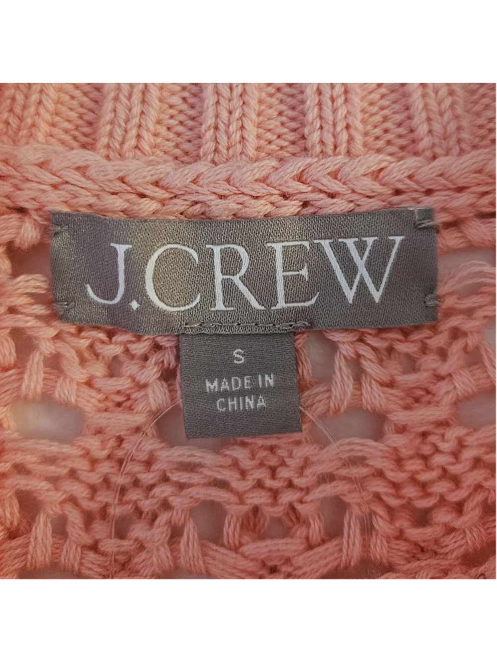 J.CREW Pointelle Open Knit Crew Neck Sweater S Brilliant Peony Beach Festival - Picture 5 of 10